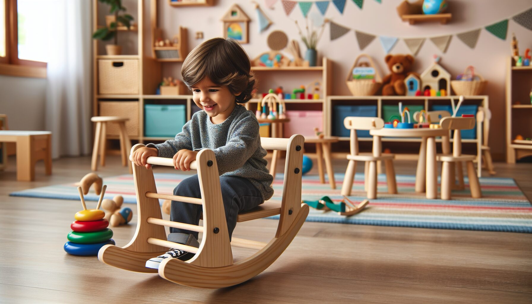 Drewniany Bujak Montessori z Uchwytem - Idealna Zabawa!